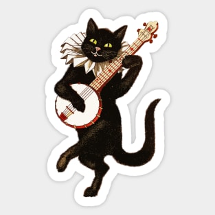 Cat playing mandolin Sticker